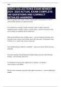 CWEA COLLECTIONS EXAM NEWEST 2024- 2025 ACTUAL EXAM COMPLETE 140 QUESTIONS AND CORRECT DETAILED ANSWERS