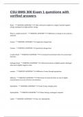 CSU BMS 300 Exam 1 questions with verified answers