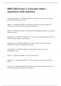 BMS 300 Exam 1 Colorado State &ndash; questions with answers