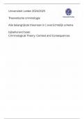 Theoretische criminologie Universiteit Leiden 2024 &sol; Compact overzicht belangrijkste theorieen 