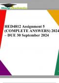 HED4812 Assignment5&lpar;COMPLETEANSWERS&rpar;2024&ndash; DUE30 September2024