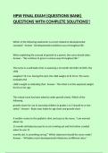 HPW FINAL EXAM &lpar;QUESTIONS BANK&rpar; QUESTIONS WITH COMPLETE SOLUTIONS&excl;&excl;