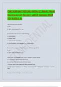 CERTIFIED NUTRITION SPECIALIST FINAL EXAM Questions and Answers Latest Versions 2024 TOP RATED A&plus;