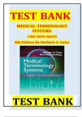 Test Bank For- Medical Terminology Systems&colon; A Body Systems Approach Eighth Edition by Barbara A&period; Gylys&comma; Mary Ellen Wedding &lpar;Updated 2024&rpar; &vert; &lpar;All Chapters 1-16&rpar; &vert;&vert; Complete Guide A&plus; 100&percnt; pass