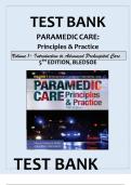 TEST BANK PARAMEDIC CARE&colon; PRINCIPLES & PRACTICE&comma; 5TH EDITION Volume 1&colon; Introduction to Advanced Pre-hospital Care BLEDSOE