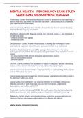 MENTAL HEALTH &ndash; PSYCHOLOGY EXAM STUDY QUESTIONS AND ANSWERS 2024-2025