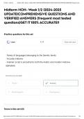 Midterm HOH- Week 1&sol;2 &vert;2024-2025 UPDATE&vert;COMPREHENSIVE QUESTIONS AND VERIFIED ANSWERS &lpar;frequent most tested questions&rpar;GET IT 100&percnt; ACCURATE&excl;&excl;