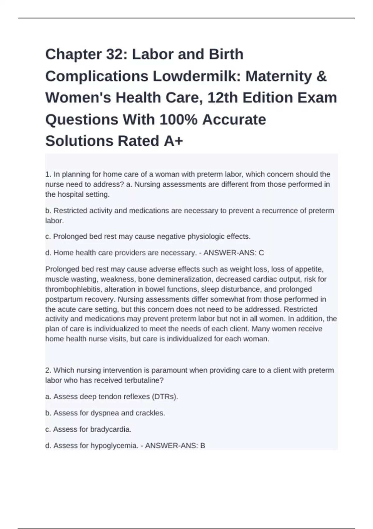 Chapter 32: Labor and Birth Complications Lowdermilk: Maternity & Women ...
