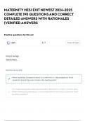 MATERNITY HESI EXIT NEWEST 2024-2025 COMPLETE 190 QUESTIONS AND CORRECT DETAILED ANSWERS WITH RATIONALES &lpar;VERIFIED ANSWERS