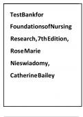 Test Bank - for Foundations of Nursing Research 7th Edition by Rose Marie Nieswiadomy&comma; Catherine Bailey&comma; All Chapters &vert; Complete A&plus; Guide