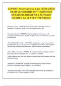 LCP4801 International Law &lpar;&rpar;  EXAM QUESTIONS WITH CORRECT  DETAILED ANSWERS &vert;&vert; ALREADY  GRADED A&plus; <LATEST VERSION> 