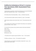 California Ambulance Driver's License Test Questions With Guaranteed Pass Solutions&period;