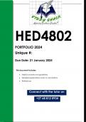 HED4802 PORTFOLIO &lpar;ANSWERS&rpar; 2024 - DISTINCTION GUARANTEED