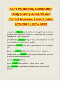 ASPT Phlebotomy Certification Study Guide &vert; Questions and Correct Answers &vert; Latest Update 2024&sol;2025 &vert; 100&percnt; PASS
