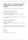 Chapter 37 Quiz - Transport Operations Test Questions And Already Passed Answers&period;