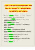 Phlebotomy ASPT &vert; Questions and Correct Answers &vert; Latest Update 2024&sol;2025 &vert; 100&percnt; PASS