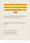Google Certified Educator Level 2 &vert; Questions and Correct Answers &vert; Latest Update 2024&sol;2025 &vert; 100&percnt; PASS