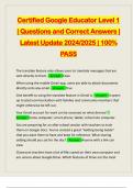 Certified Google Educator Level 1 &vert; Questions and Correct Answers &vert; Latest Update 2024&sol;2025 &vert; 100&percnt; PASS