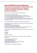 Oracle EPM Planning Certification PRACTICE EXAM AND STUDY GUIDE NEWEST 2024 COMPLETE 400 QUESTIONS AND CORRECT DETAILED ANSWERS &lpar;VERIFIED ANSWERS&rpar; &vert;ALREADY GRADED A&plus;