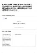 NUR 425 FINAL EXAM NEWEST 2024-2025 COMPLETE 100 QUESTIONS AND CORRECT DETAILED ANSWERS &lpar;VERIFIED ANSWERS&rpar; &vert;ALREADY GRADED A&plus;&vert;
