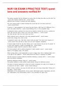 NUR 126 EXAM 3 PRACTICE TEST&vert; questions and answers verified A&plus;