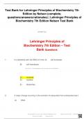 Test Bank for Lehninger Principles of Biochemistry 7th Edition by Nelson