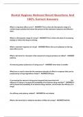 Dental Hygiene National Board Questions And 100&percnt; Correct Answers