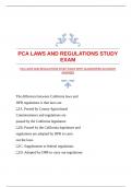 PCA LAWS AND REGULATIONS STUDY EXAM WITH GUARANTEED ACCURATE ANSWERS
