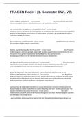 FRAGEN Recht I &lpar;1&period; Semester BWL VZ&rpar; Proctored Exam Questions With Correct Detailed Answers&period;