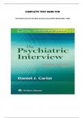 COMPLETE TEST BANK FOR The Psychiatric Interview 4th Edition by Daniel Carlat&vert;&vert;LATEST EDITION &lbrace;2024 &ndash; 2025&rcub;