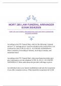 MORT 285 LAW FUNERAL ARRANGER EXAM 20242025 WITH GUARANTEED ACCURATE ANSWERS