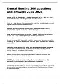Dental Nursing 306 questions and answers 2025-2026