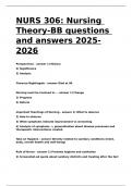 NURS 306 Nursing Theory-BB questions and answers 2025-2026&period;