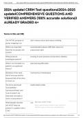 2024 update&vert; CRRN Test questions&vert;2024-2025 update&vert;COMPREHENSIVE QUESTIONS AND VERIFIED ANSWERS &lpar;100&percnt; accurate solutions&rpar;&vert; ALREADY GRADED A&plus;