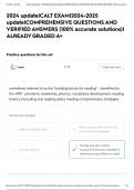 2024 update&vert;CALT EXAM&vert;2024-2025 update&vert;COMPREHENSIVE QUESTIONS AND VERIFIED ANSWERS &lpar;100&percnt; accurate solutions&rpar;&vert; ALREADY GRADED A&plus;