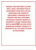 NSG500 &sol; NSG 500 EXAM 3 &lpar;LATEST 2024 &sol; 2025&rpar;&colon; ADVANCED HEALTH ASSESSMENT EXAM WITH ACTUAL QUESTIONS AND COMPLETE 100&percnt;CORRECT ANSWERS WITH VERIFIED AND WELL EXPLAINED RATIONALES ALREADY GRADED A&plus; BYEXPERTS &vert;LATEST VERSION 2024 WITH GUARANTEED SUCCESS AFTER