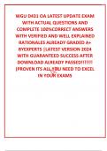 WGU D431 OA LATEST UPDATE EXAM WITH ACTUAL QUESTIONS AND COMPLETE 100&percnt;CORRECT ANSWERS WITH VERIFIED AND WELL EXPLAINED RATIONALES ALREADY GRADED A&plus; BYEXPERTS &vert;LATEST VERSION 2024 WITH GUARANTEED SUCCESS AFTER DOWNLOAD ALREADY PASSED&excl;&excl;&excl;&excl;&excl;&excl;&excl; &lpar;PROVEN ITS ALL