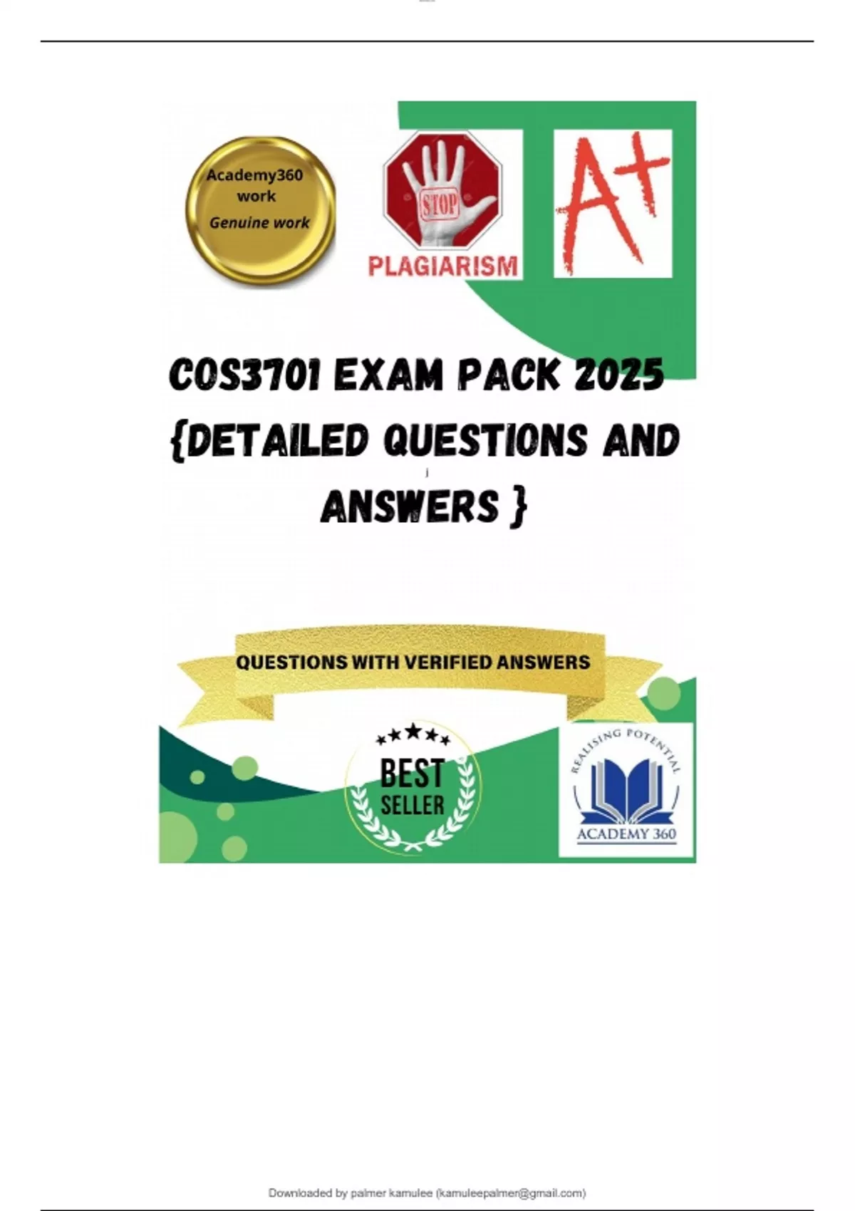 COS3701 EXAM PACK 2025 {DETAILED QUESTIONS AND ANSWERS } - Theoretical ...