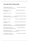 Taco Mac Menu Study Guide With Correct Detailed Answers Verified Solutions&period;