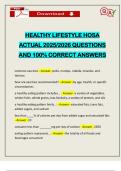 HEALTHY LIFESTYLE HOSA ACTUAL 2025&sol;2026 QUESTIONS AND 100&percnt; CORRECT ANSWERS
