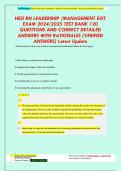 HESI RN LEADERSHIP &sol;MANAGEMENT EXIT  EXAM 2024&sol;2025 TEST BANK 120  QUESTIONS AND CORRECT DETAILED  ANSWERS WITH RATIONALES &lpar;VERIFIED  ANSWERS&rpar; Latest Update