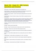 Music 101 - Exam &num;3 - 20th Century Questions and Answers