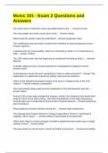 Music 101 - Exam 2 Questions and Answers