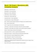 Music 101 Exam 1 Questions with Complete Answers
