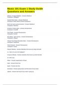 Music 101 Exam 1 Study Guide Questions and Answers