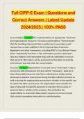 Full CIPP-E Exam &vert; Questions and Correct Answers &vert; Latest Update 2024&sol;2025 &vert; 100&percnt; PASS