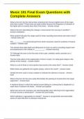 Music 101 Final Exam Questions with Complete Answers