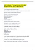 MUSIC 101 FINAL EXAM REVIEW QUESTIONS AND ANSWERS