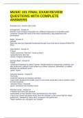 MUSIC 101 FINAL EXAM REVIEW QUESTIONS WITH COMPLETE ANSWERS
