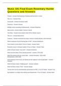 Music 101 Final Exam Rosemary Hunter Questions and Answers